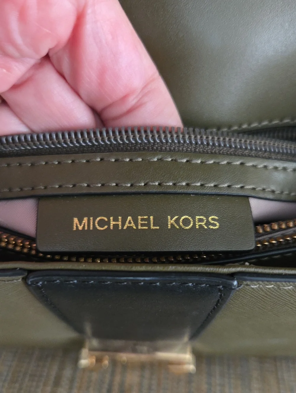 Michael Kors Whitney Olive White & Black Studded Chain Convertible Bag